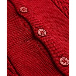 Babyhug Knitted Raglan Sleeves Winter Wear Romper - Red