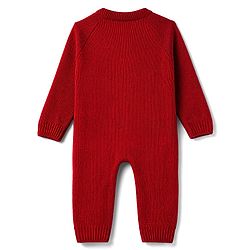 Babyhug Knitted Raglan Sleeves Winter Wear Romper - Red