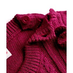 Babyhug Knit Full Sleeves Solid Colour Cable Knit Designed Sweater Set - Wine