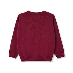 Babyhug Knit Full Sleeves Solid Colour Cable Knit Designed Sweater Set - Wine