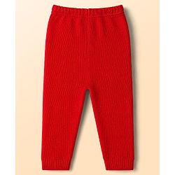 Babyhug Knitted Raglan Sleeves Sweater Set With Heart Design - Red