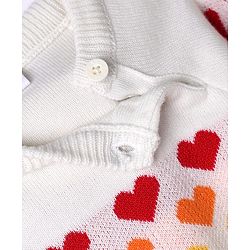 Babyhug Knitted Raglan Sleeves Sweater Set With Heart Design - Red