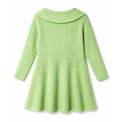 Babyhug Knit Full Sleeves Woollen Dress With Floral Embroidery - Lime Green