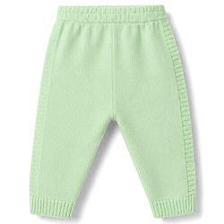 Babyhug Knitted Full Sleeves Striped Hooded Sweater Set - Green & Navy Blue
