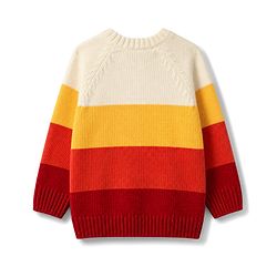 Babyhug Knit Raglan Full Sleeves Striped Sweater With Embroidery - Multicolor