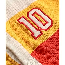 Babyhug Knit Raglan Full Sleeves Striped Sweater With Embroidery - Multicolor
