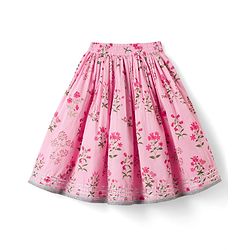Babyhug 100% Cotton Cambric Woven Half Frill Sleeves Floral Printed & Sequinned Choli Lahenga & Dupatta Set - PInk