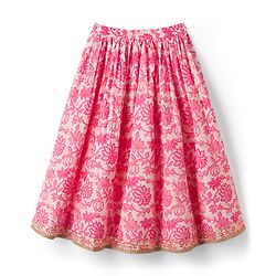 Babyhug 100% Cotton Woven Half Flutter Sleeves Floral Printed Lehenga Choli Set With Dupatta - Pink