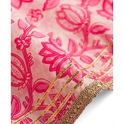 Babyhug 100% Cotton Woven Half Flutter Sleeves Floral Printed Lehenga Choli Set With Dupatta - Pink