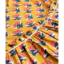 Babyhug 100% Cotton Cambric Woven Sleeveless Ethnic Printed Dress - Mustard