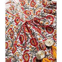Babyhug 100% Cotton Cambric Ethnic Dresses with 3/4th Sleeves and Paisley Print in Offwhite for New born