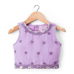 Babyhug Net Woven Sleeveless Floral Sequinned Choli Lehenga Set With Dupatta - Lavender