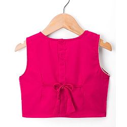 Babyhug Net Woven Sleeveless  Lehenga Choli Set With Dupatta & Floral Embroidery - Fuschia