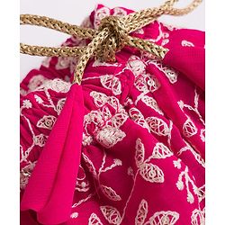Babyhug Net Woven Sleeveless  Lehenga Choli Set With Dupatta & Floral Embroidery - Fuschia