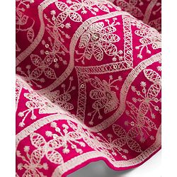 Babyhug Net Woven Sleeveless  Lehenga Choli Set With Dupatta & Floral Embroidery - Fuschia
