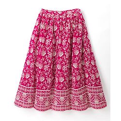 Babyhug Net Woven Sleeveless  Lehenga Choli Set With Dupatta & Floral Embroidery - Fuschia
