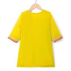 Babyhug Georgette Woven Three Fourth Sleeves Embroidered Kurti Gharara Set With Dupatta - Light Yellow