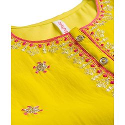 Babyhug Georgette Woven Three Fourth Sleeves Embroidered Kurti Gharara Set With Dupatta - Light Yellow