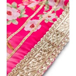 Babyhug Georgette Woven Sleeveless Floral Printed Kurti Palazo Set with Dupatta -  Fuchsia