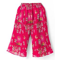 Babyhug Georgette Woven Sleeveless Floral Printed Kurti Palazo Set with Dupatta -  Fuchsia