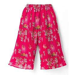 Babyhug Georgette Woven Sleeveless Floral Printed Kurti Palazo Set with Dupatta -  Fuchsia