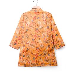 Babyhug Chanderi Woven Full Sleeves Sequinned Kurta Pyjama Set - Mustard