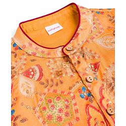 Babyhug Chanderi Woven Full Sleeves Sequinned Kurta Pyjama Set - Mustard