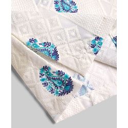 Babyhug Cambric Woven Full Sleeves Floral Kolka Dobby Printed Kurta Dhoti Set - Off White