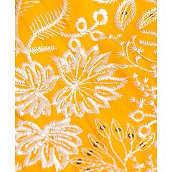 Babyhug Chanderi Woven Full Sleeves Kurta Pyjama Set With Floral Embroidery - Yellow