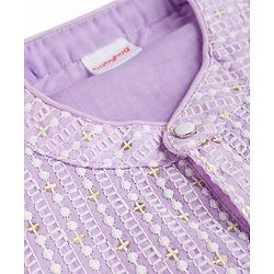 Babyhug Woven Full Sleeves Kurta Pyjama Set with Embroidery - Lavender