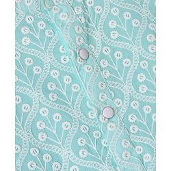 Babyhug Cotton Woven Full Sleeves Kurta & Pyjama Set With Floral Embroidery - Sky Blue