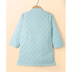 Babyhug Woven Full Sleeves Embroidered Kurta & Pyjama Set - Light Blue