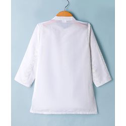 Babyhug Woven Full Sleeves Self Embroidered Kurta - White