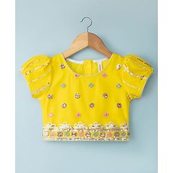 Babyhug Woven Half Sleeves Sequinned & Embroidered Choli Lahenga Set with Dupatta - Yellow