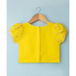 Babyhug Woven Half Sleeves Sequinned & Embroidered Choli Lahenga Set with Dupatta - Yellow