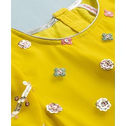 Babyhug Woven Half Sleeves Sequinned & Embroidered Choli Lahenga Set with Dupatta - Yellow