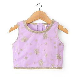 Babyhug Net Woven Sleeveless Woven Lehenga Choli Set & Dupatta With Sequin Detailing - Lavender