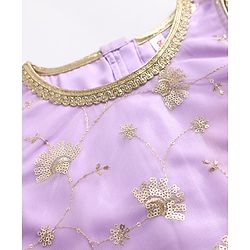 Babyhug Net Woven Sleeveless Woven Lehenga Choli Set & Dupatta With Sequin Detailing - Lavender