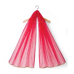 Babyhug Chanderi Woven Half Sleeves Choli Lehenga Set with Floral Embroidery & Dupatta - Beige & Red