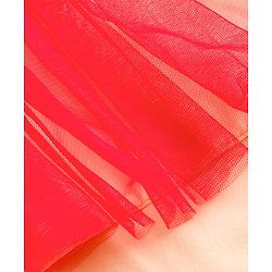 Babyhug Chanderi Woven Half Sleeves Choli Lehenga Set with Floral Embroidery & Dupatta - Beige & Red