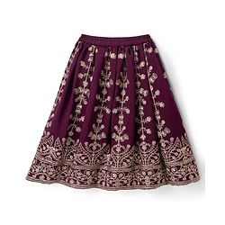 Babyhug Chanderi Woven Sleeveless Embroidered Lehenga Choli Set & Dupatta With Sequin Detailing - Wine