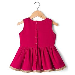 Babyhug Georgette Woven  Sleeveless Choli Lahenga Dupatta Set with Sequinned Detailing - Dark Pink