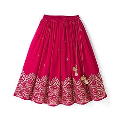 Babyhug Georgette Woven  Sleeveless Choli Lahenga Dupatta Set with Sequinned Detailing - Dark Pink