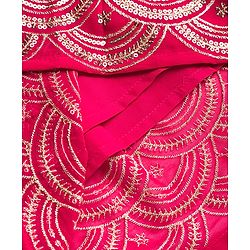 Babyhug Georgette Woven  Sleeveless Choli Lahenga Dupatta Set with Sequinned Detailing - Dark Pink