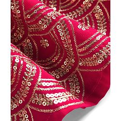 Babyhug Georgette Woven  Sleeveless Choli Lahenga Dupatta Set with Sequinned Detailing - Dark Pink