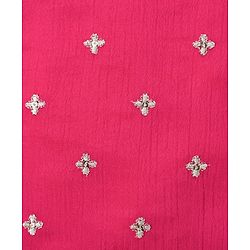 Babyhug Chanderi Woven Sleeveless Choli Lehenga Set & Dupatta With Sequin Detailing - Fuschia