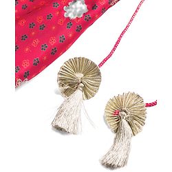 Babyhug Woven Half Sleeves Floral Printed & Embroidered Lehenga Choli Set With Dupatta Set - Fuchsia