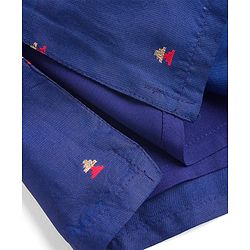 Babyhug Brocade Woven Full Sleeves Printed Kurta Pyjama Set - Navy Blue
