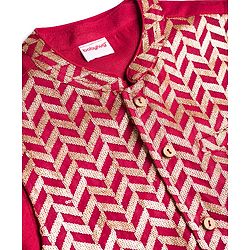 Babyhug Cotton Blend Woven Full Sleeves Kurta Pyjama Set With Nehru Jacket - Red