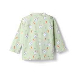 Babyhug 100% Cotton Knit Full Sleeves Co Ord Shirt & Pyjama Night Suit Bunny Print - Green